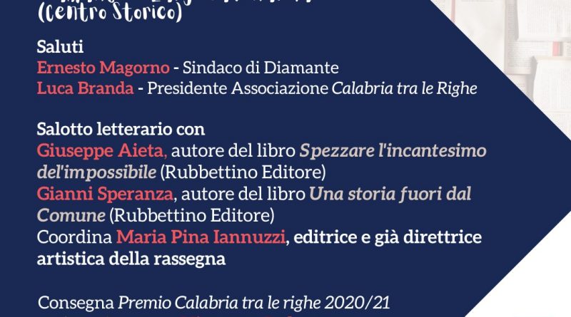 A Diamante il 16 e 26 agosto: rassegna letteraria e premio “Calabria tra le righe”.