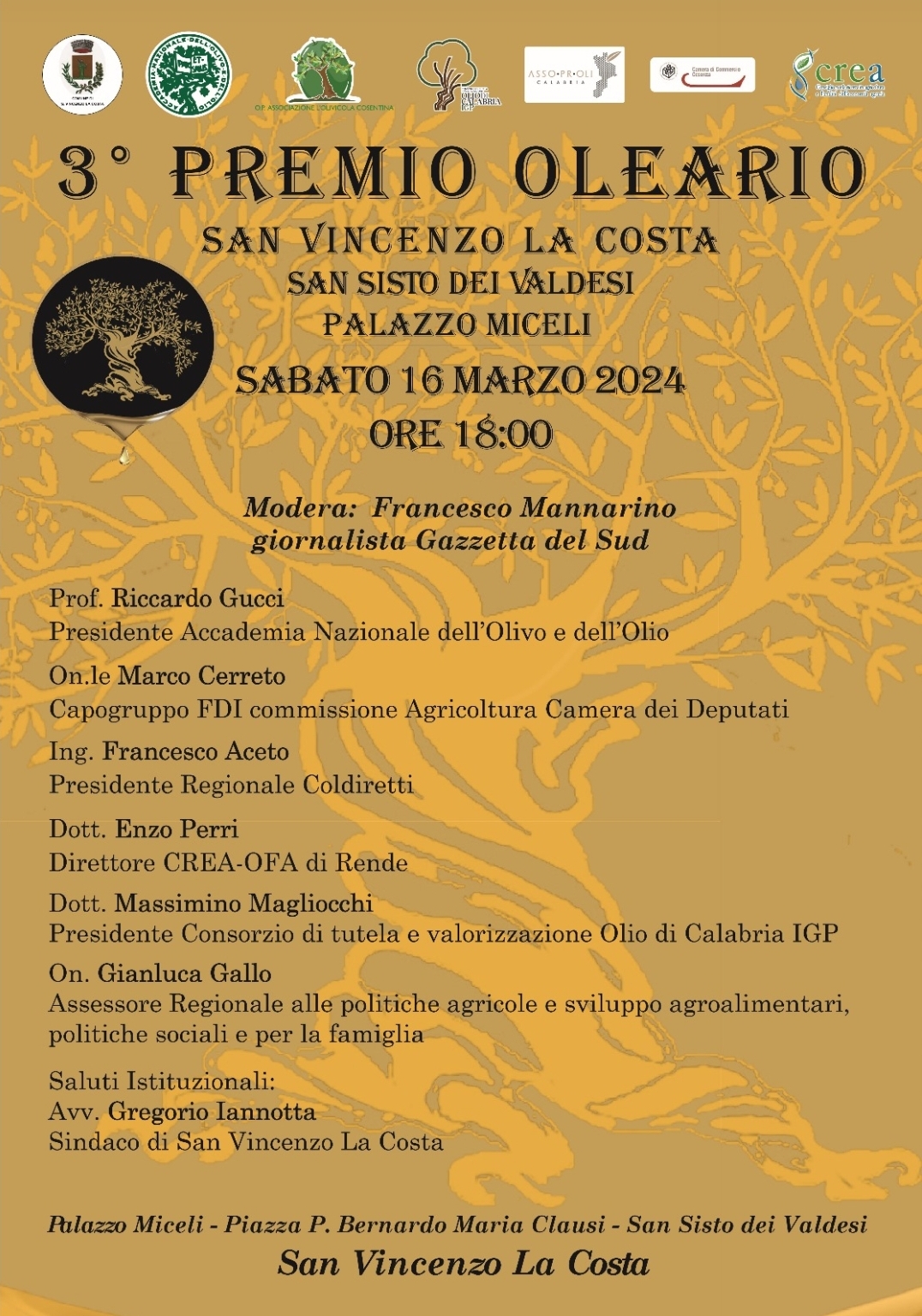 A San Vincenzo La Costa il terzo premio oleario “Nino Giannotta”.