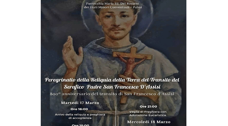 Palmi si prepara ad accogliere la reliquia della Terra del Transito di San Francesco: un giorno di preghiera per l’800° anniversario