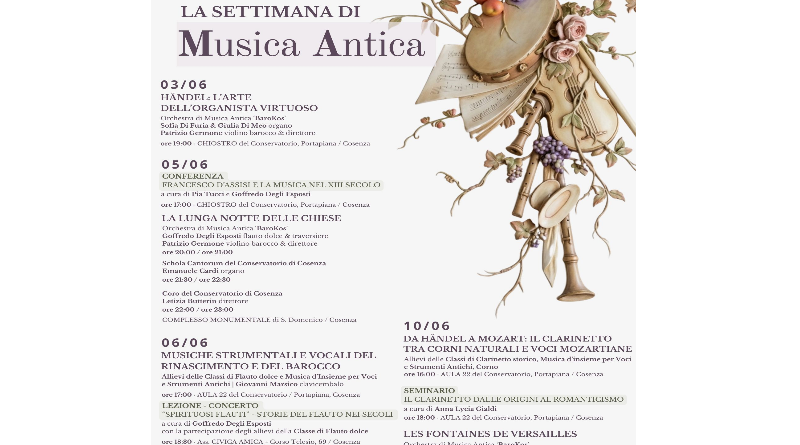 Cosenza si veste di Barocco: al via la “Settimana di Musica Antica”