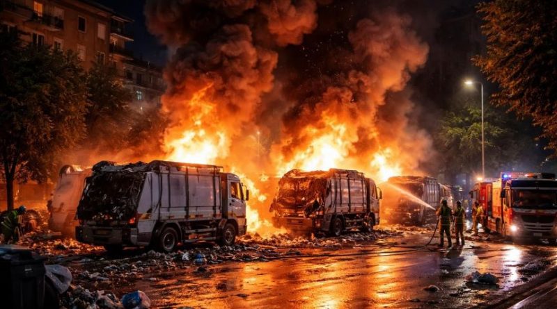 Fiamme nella notte a Cosenza: fumo nero sul servizio rifiuti di Ecologia Oggi – istituzioni e sindacati fanno quadrato