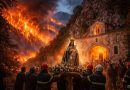 Inferno sul Monte Vingiolo: fiamme a ridosso del Santuario della Madonna della Grotta, salvata l’effigie sacra