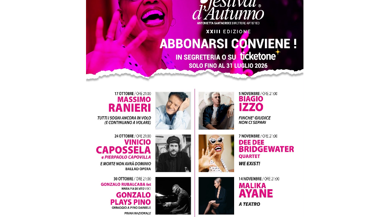 Musica, Visioni, Meraviglia: da oggi al via le prevendite del Festival d’Autunno