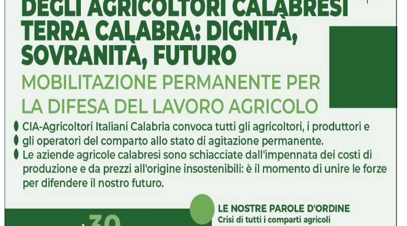 L’agricoltura in Calabria sul piede di guerra: Cia proclama lo stato di agitazione permanente