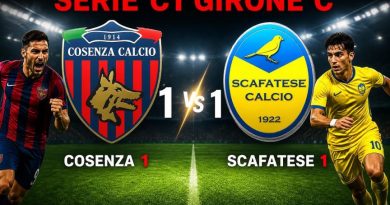 Serie C, girone C: al Cosenza non basta Clemente, la Scafatese strappa un pari d’oro a Crotone