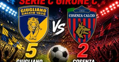 Giugliano-Cosenza 5-2: disastro rossoblù al “De Cristofaro”, il Giugliano vola