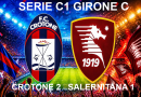 Crotone impresa allo Scida: in dieci per un’ora, i rossoblù piegano la Salernitana 2-1