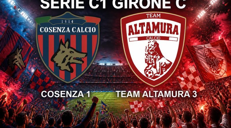 Serie C1: impresa Altamura: Cosenza travolto 1-3 a porte chiuse a Crotone